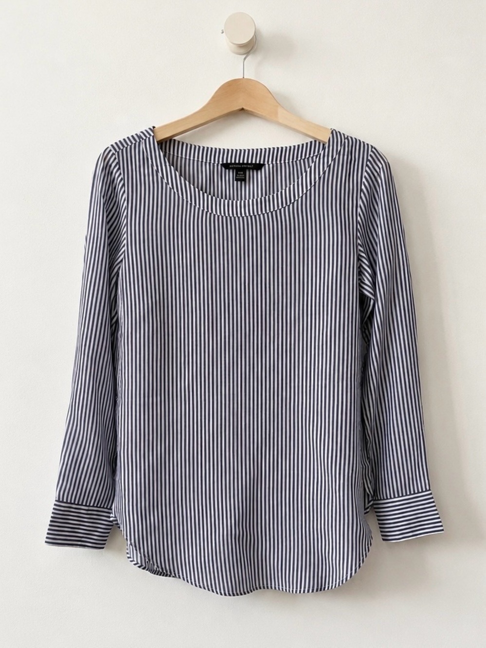 Banana Republic Striped Long-Sleeve Boatneck Top - Navy & White
